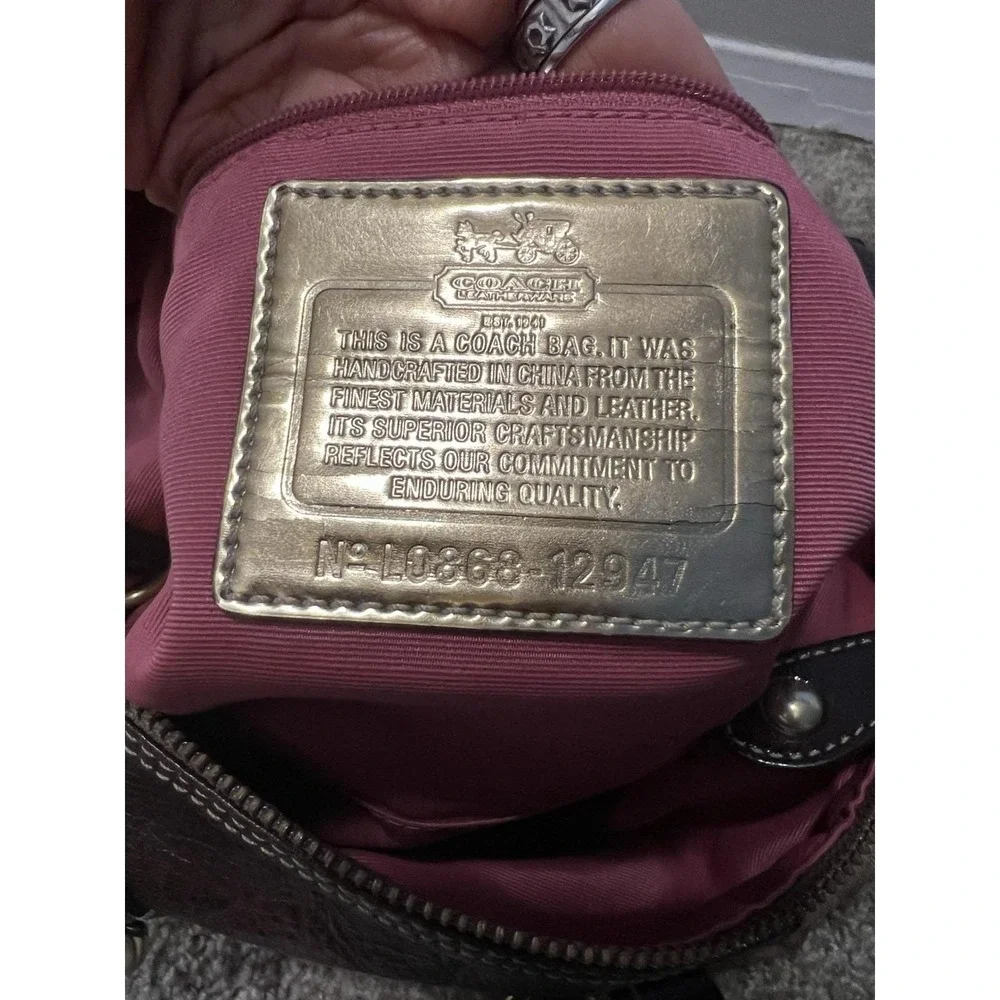 Coach Madison Signature Op Art Sabrina Brown/Beige Satchel Bag With Strap 12947
